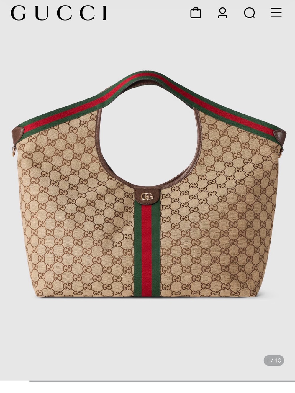 Gucci Brown Monogram Giglio tote-Large - Picture 1 of 16